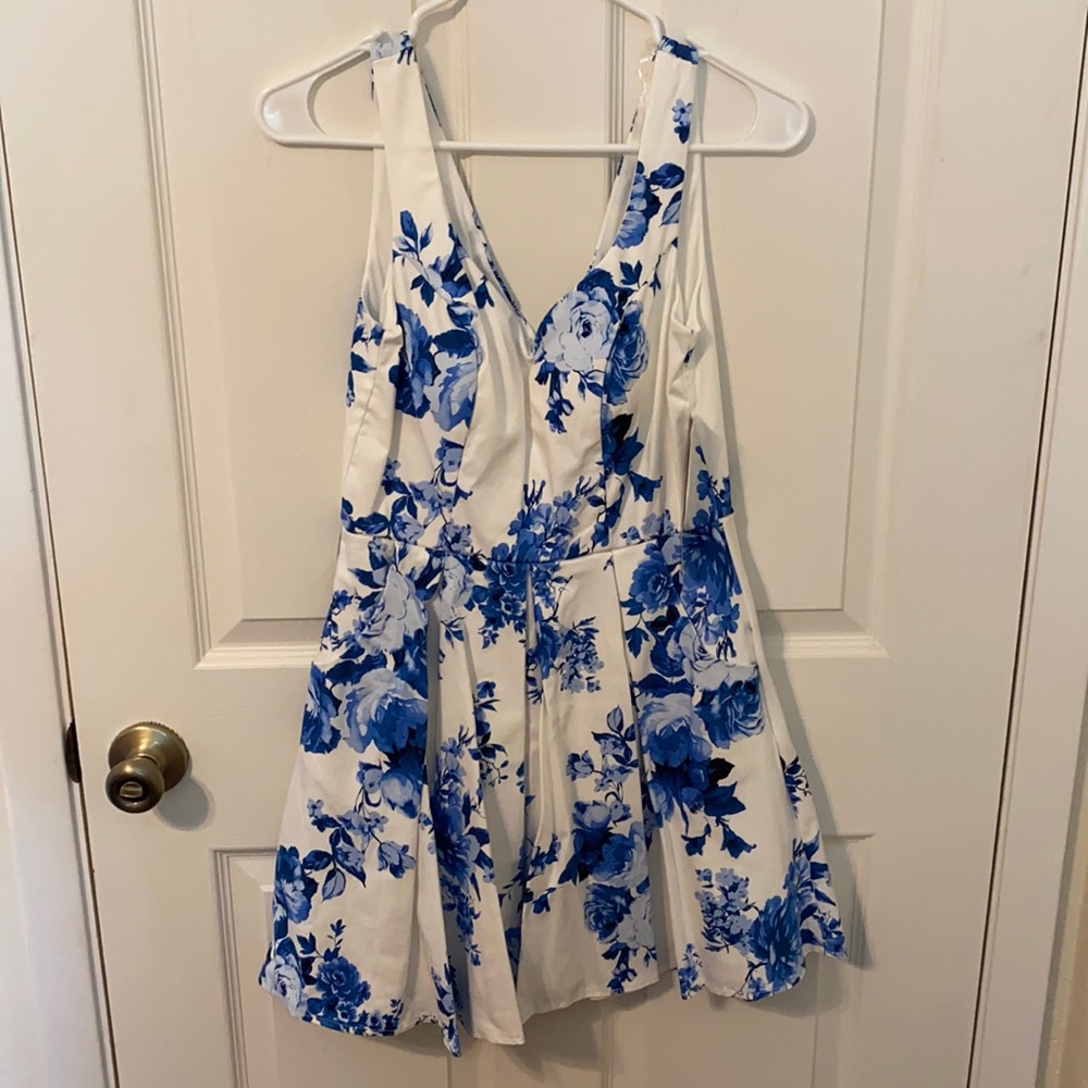 Blue and white floral dress